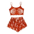 thumbnail image 1 of Halloween Pajamas Women Cute Print Lettuce Cami and High Waist Shorts Nightwear Set Funny Skeleton Sleepwear, 1 of 6