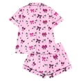 thumbnail image 1 of Halloween Pajamas Women Pocketed Bowknot Print Short Sleeve Lapel Buttoned Lightweight Breathable Top And Shorts Loungewear 2 Piece Sleepwear For Women XL, 1 of 9