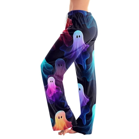 Halloween Pajamas Women Pumpkin Ghost Stretchy Soft Lightweight Orange Pj Pants Halloween Outfits