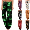 thumbnail image 1 of Halloween Pajamas Women Pumpkin Print Comfy Stretch Drawstring Pajamas Wide Leg Pants Soft Lounge Bottoms Cozy Sleepwear, 1 of 7