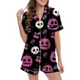 thumbnail image 1 of Halloween Pajamas Women Set 2 Piece Pj Set Ghost Graphic Button Down Soft Breathable Sleepwear with Shorts Easy Fit Sleepwear for Women, 1 of 5