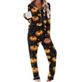 thumbnail image 1 of Halloween Pajamas Womens 2 Piece Pant Sets Pumpkin Ghost Print Long Sleeve Button Up Shirt and Bottoms Pjs Outfits, S Style #X, 1 of 6
