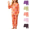 thumbnail image 1 of Halloween Pajamas for Kids Long Sleeve Crew Neck Unisex Graphic Nightwear Sleepwear Set Pjs for Girls Size 3-14 Years, 1 of 4