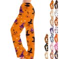 thumbnail image 1 of Halloween Pajamas for Women Funny Halloween Party Graphic Soft Lounge Bottom Trousers Elastic Waist Drawstring Holiday Women's Sleepwear Orange S, 1 of 7