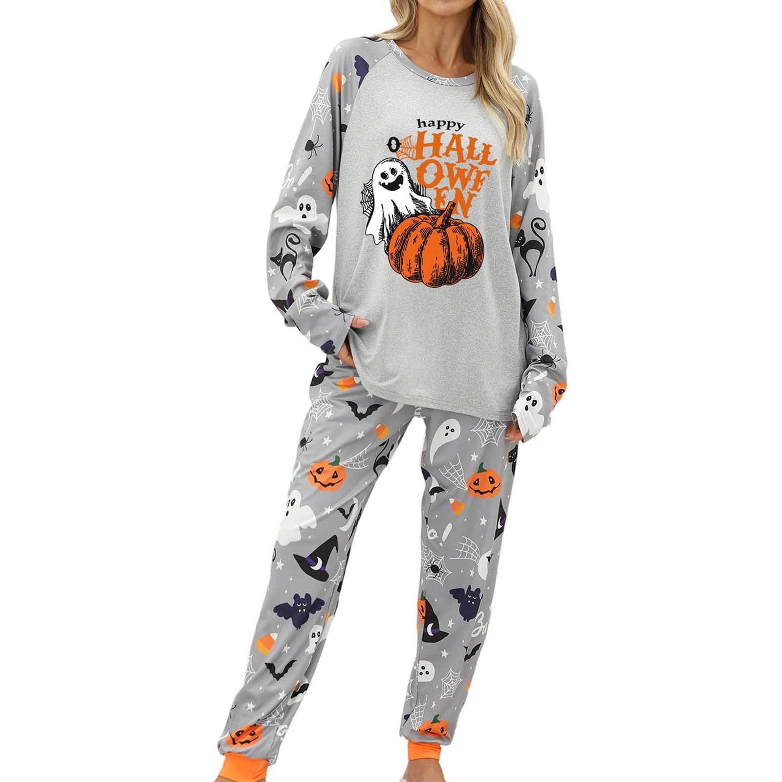 Halloween Printed Jumpsuit Long Sleeve Home Pajamas Casual Trousers Women's Cos Clothing main image 1