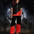 thumbnail image 1 of Halloween Pajamas Women Short Sleeve Button Top Matching Wide Leg Pant Set Plus Size Cute Pumpkin, 1 of 5