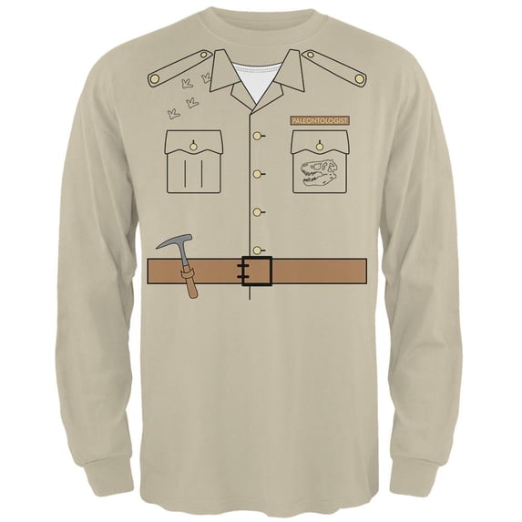 Halloween Paleontologist Dinosaur Hunter Costume Mens Long Sleeve T Shirt Sand LG