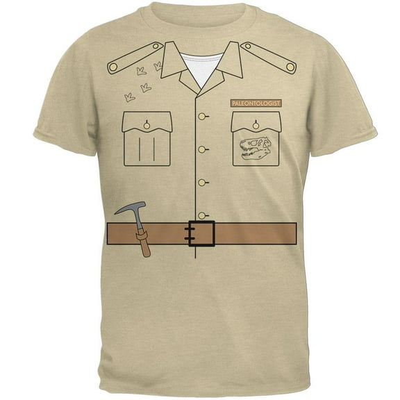 Halloween Paleontologist Dinosaur Hunter Costume Mens Soft T Shirt Cream LG