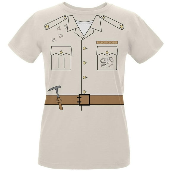 Halloween Paleontologist Dinosaur Hunter Costume Womens T Shirt Natural LG