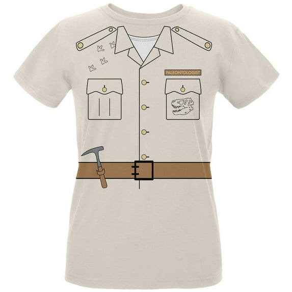 Halloween Paleontologist Dinosaur Hunter Costume Womens T Shirt Natural SM