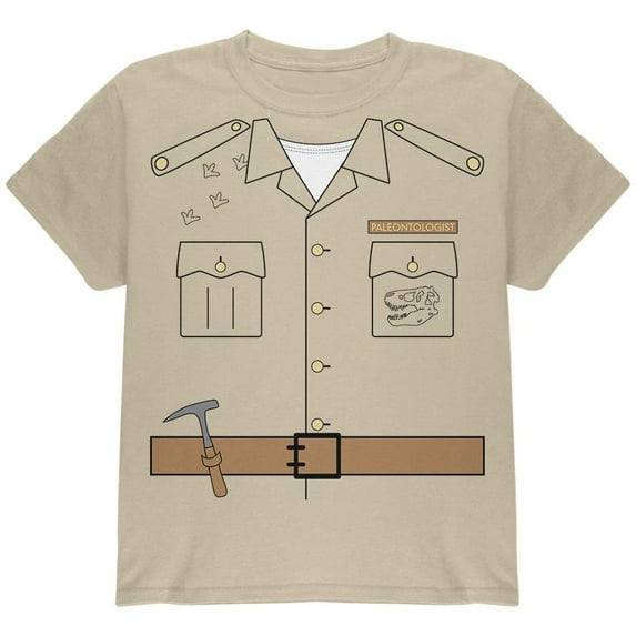 Halloween Paleontologist Dinosaur Hunter Costume Youth T Shirt Sand YLG