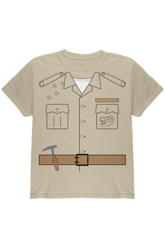Halloween Paleontologist Dinosaur Hunter Costume Youth T Shirt Sand YLG