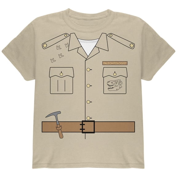 Halloween Paleontologist Dinosaur Hunter Costume Youth T Shirt Sand YSM