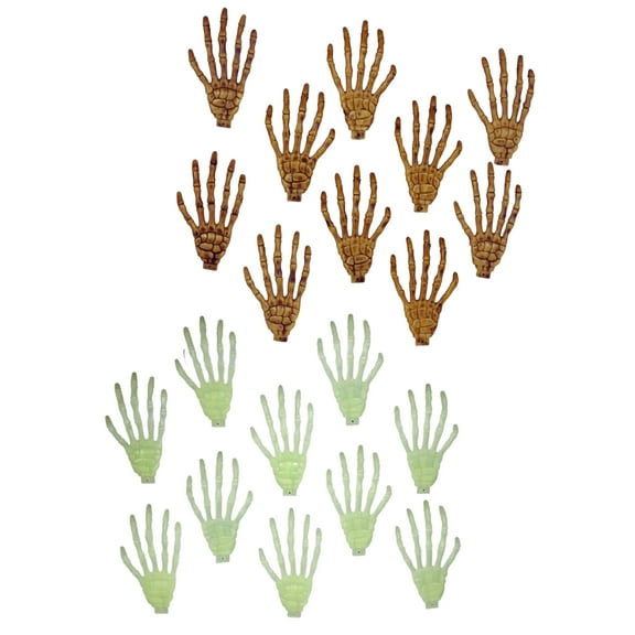 Halloween Palm Bones Spooky Skeleton Hands Glow in The Dark Home Kitchen Haunted Houses Corn Maze Trick or Treat Decorations Costume Props Party Treat Bags Gift Supplies, 10 Pieces Each - Set of 2