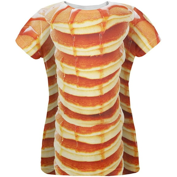 Halloween Pancakes and Syrup Breakfast Costume All Over Womens T Shirt Multi MD