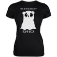 thumbnail image 1 of Halloween Panda Ghost Pun White Text Juniors Soft T Shirt Black SM, 1 of 1