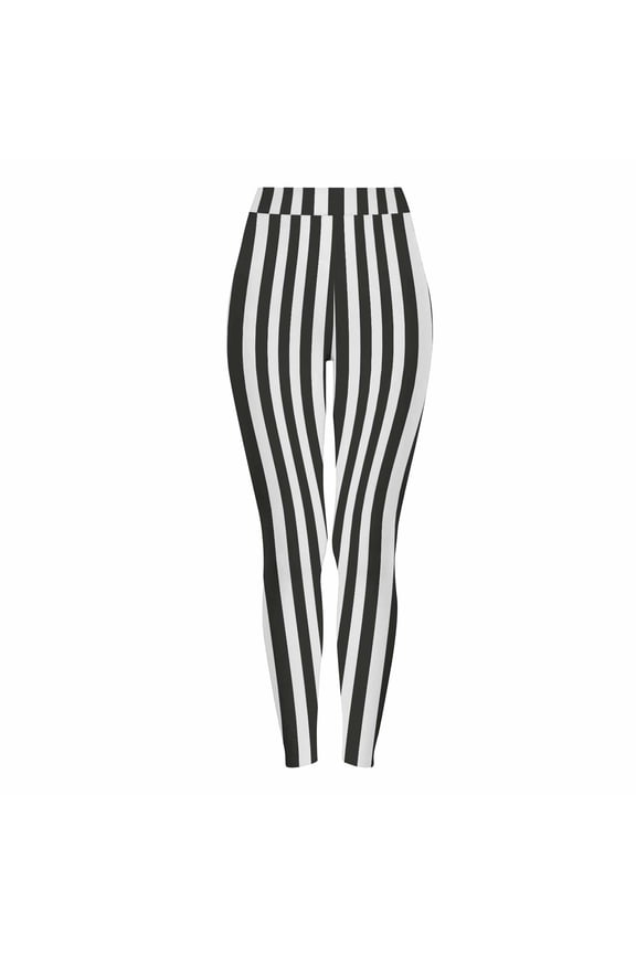 Halloween Pants for Women Striped Print Elastic High Waist Leggings Casual Holiday Workout Stretchy Tight Trousers (3XL, Black)