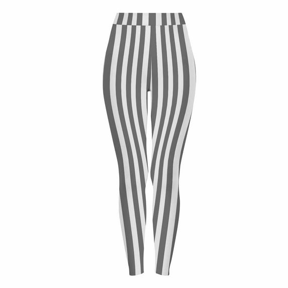 Halloween Pants for Women Striped Print Elastic High Waist Leggings Casual Holiday Workout Stretchy Tight Trousers (3XL, Gray-B)