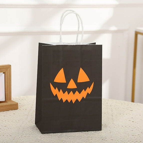 Halloween Paper Bag*1,Halloween Funny Candy Bag Black A,Halloween Bags Halloween Paper Bags With Handles Candy Bags Goodie Bags For Holiday Snacks (Style)