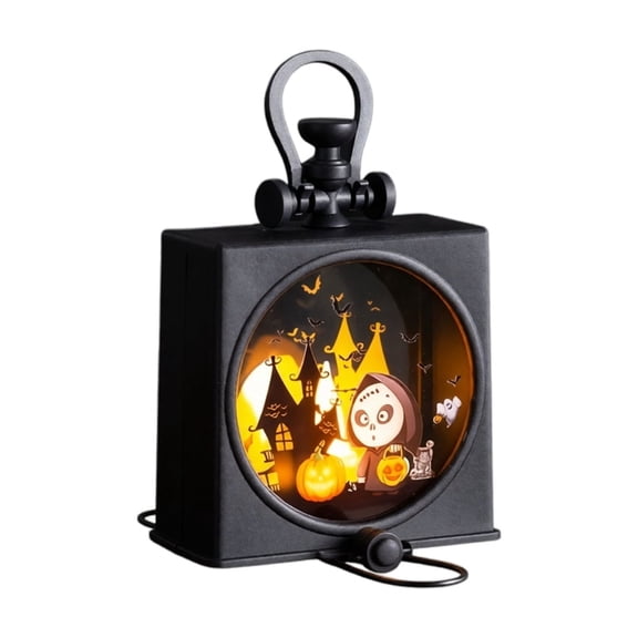 Halloween Paper Cut Shadow Box Lantern, Handheld 3D Layered Paper Carving Night Light Pumpkin Witch Ghost Scarecrow Table Decor