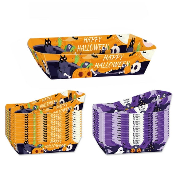 Halloween Paper Food Trays 12 Pack Disposable Cardboard Dinnerware With Leak Proof Inner Coating For Party Buffets And Snack Stations Great For Halloween Parties And Gatherings