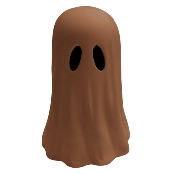Halloween Paper Mache Ghost Figurine - White Spooky Ghost Resin Statue for Mantel, Cute Ghost Decorations are Perfect for Indoor & Porch Decor (Brown)