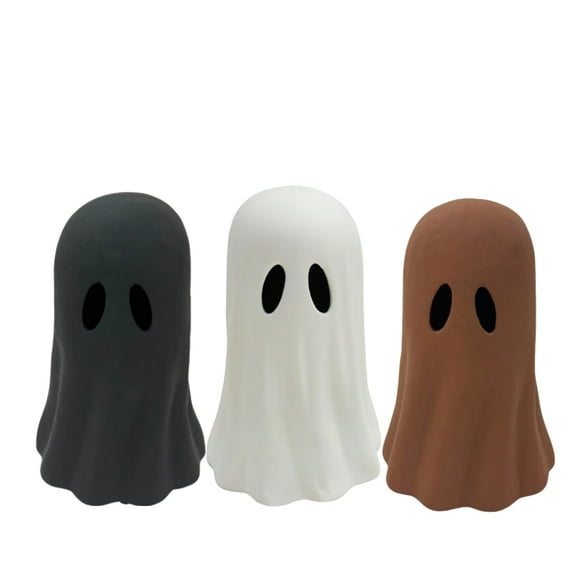 Halloween  Paper Mache Ghost Tabletop Decoration, Resin Ghost Tabletop Decoration, White+Brown+Black, 3.94" Halloween Tabletop Decoration, Scary Ghost Decor, Ghost Spooky Halloween Decorations