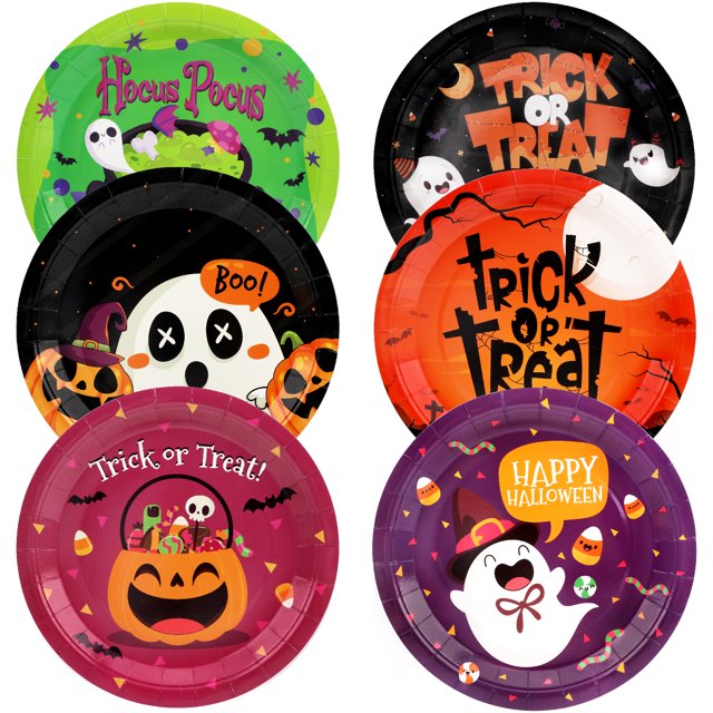 Halloween Paper Plates, 48 Pcs Halloween Birthday Party Plates