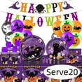 thumbnail image 1 of Halloween Paper Plates for Halloween Party Decoration Disposable Cups Napkins Table Cover Balloons Banner for Halloween Birthday Party Supplies Serve 20 Design4, 1 of 7