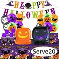 thumbnail image 1 of Halloween Paper Plates for Halloween Party Decoration Disposable Cups Napkins Table Cover Balloons Banner for Halloween Birthday Party Supplies Serve 20  Design2, 1 of 7
