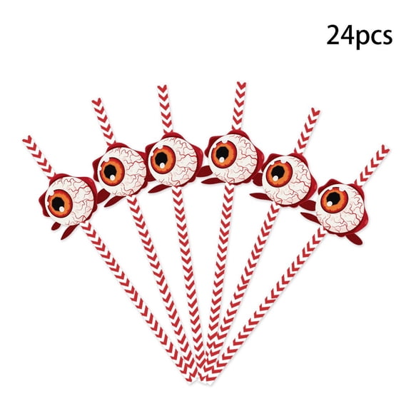 Halloween Paper Straws 24Pcs Pumpkin Bat Spider Wed Skull Pattern Drinking Straw for Halloween Christmas Party Favor