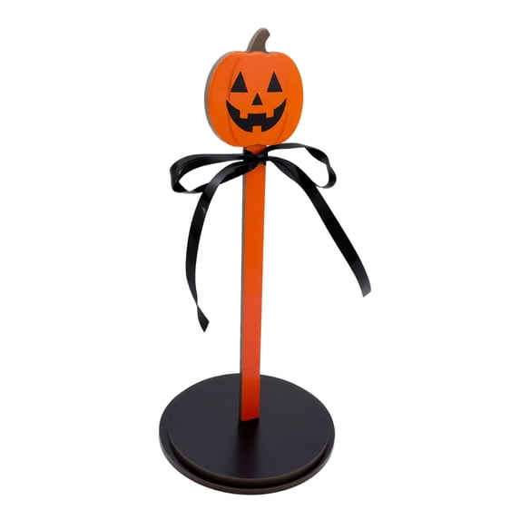 Halloween Paper Towel Holder, Pumpkin Kitchen Decor with Black Bow, Freestanding Countertop Stand for Bathroom, Spooky Rustic Autumn Tabletop Accent, Wood