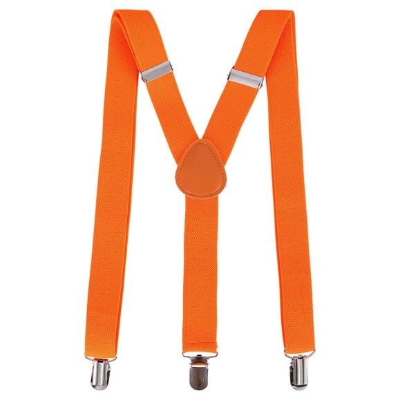 Halloween Party Accessory Unisex Clip-On Adjustable Elastic Suspenders, Orange