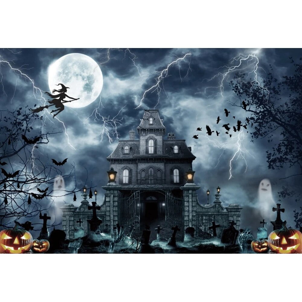 halloween-party-backdrop-photography-pumpkin-lamps-tree-trick-or-treat