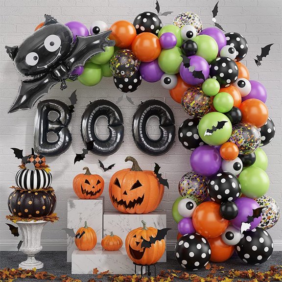 Halloween Party Balloons Decoration Supplies Set Cute Bat Foil Balloon, Theme Party Photography Scene Props Set