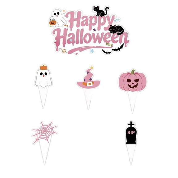 Halloween Party Banner Set, Cute Pink Spooky Style 1 Pack Decor Kit, for Home Indoor Outdoor Halloween Themed Party Backdrop Fireplace Mantel Wall Hanging Decorations
