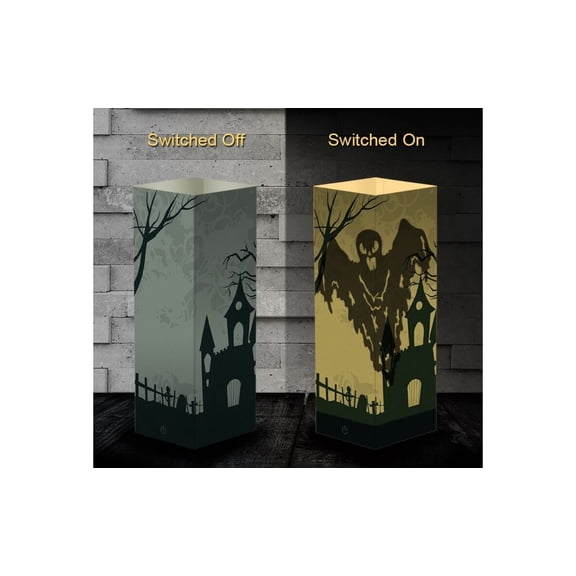 Halloween Party Deco LED Paper Table Lamp Skull Witch Ghost Light USB Lantern