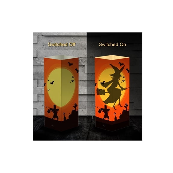 Halloween Party Deco LED Paper Table Lamp Skull  Witch Ghost Light USB Lantern