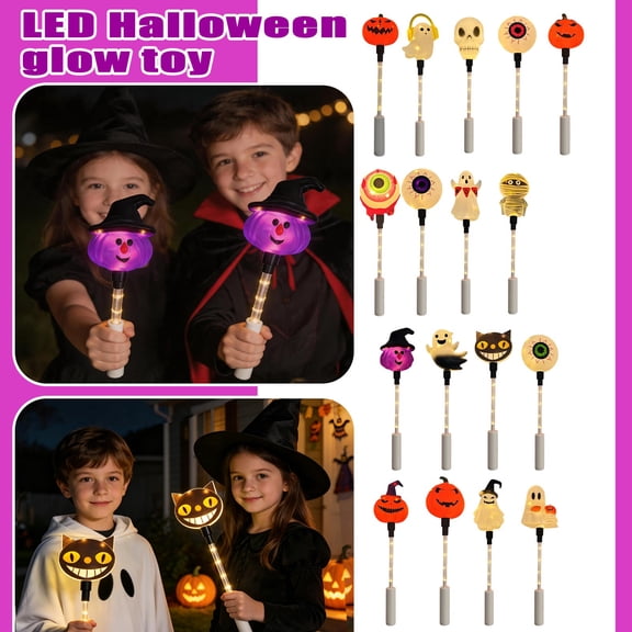 Halloween Party Decor, Halloween Toys, Light Up Wand, Party Decorations, 12X3 Inch Mummy Themed Fluorescent Flashing Stick, Built-In Battery Operated Led Lights, Perfect for