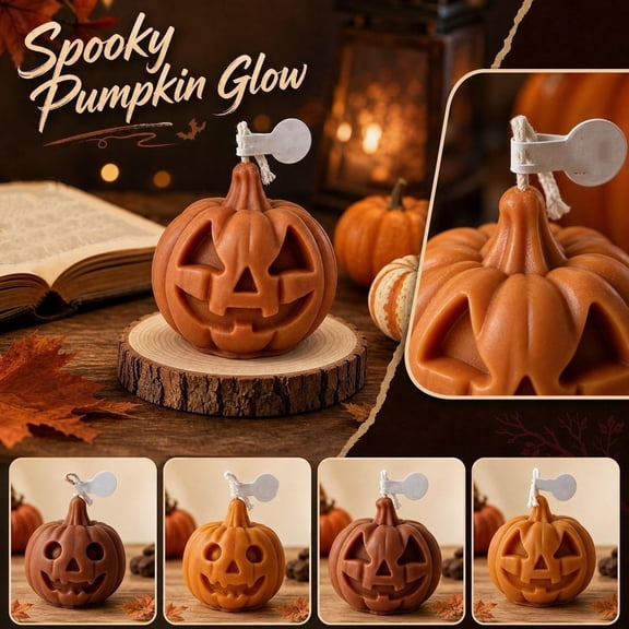 Halloween Party Decor, Mini Halloween Pumpkin Decor Candle, Halloween Party Decorations for Adults, Pumpkin Decorations for Home, 2X2 Inch Solid Soy Wax Jack O Lantern Candle for