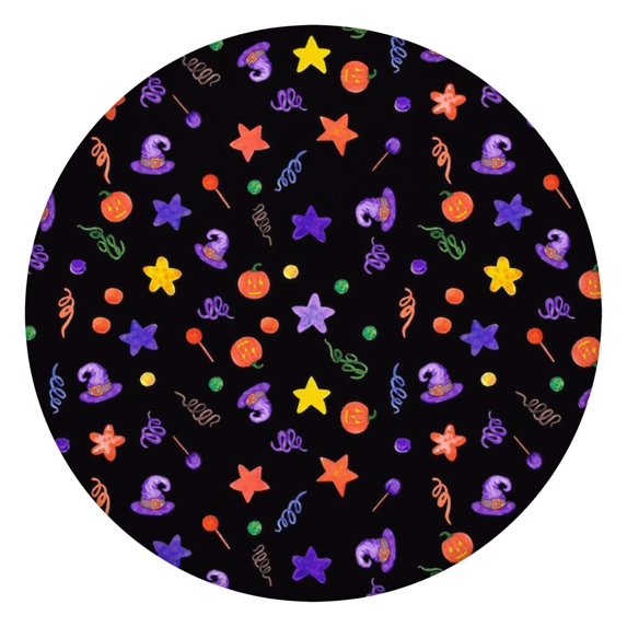 Halloween Party Decoration Pumpkin Tablecloth - 44 Inch Round Elastic Edge Fitted Cover for Kitchen Dining Room Table