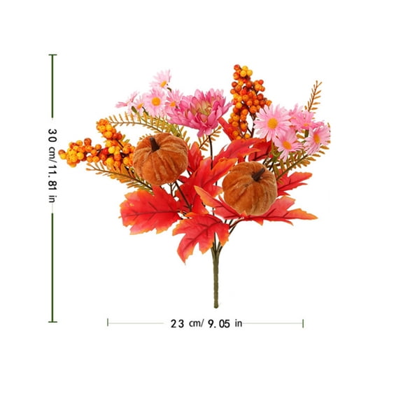 Halloween Party Decorations 30Cm Fake Pumpkin Maple Leaf Stem Artificial Floral Pick for Fall Decorations for Home Thanksgiving Autumn Dining Table Display