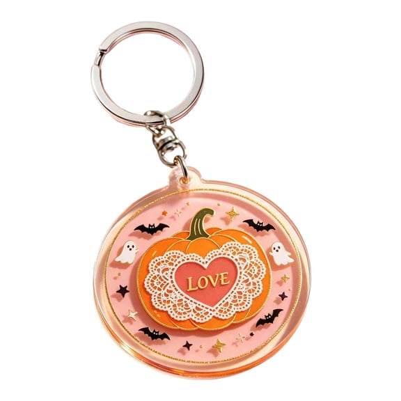 Halloween Party Decorations,6 Pack Fall Wedding Acrylic Key Pumpkin Heart Lace Bag Hanging Pendants For Themed Party Decor