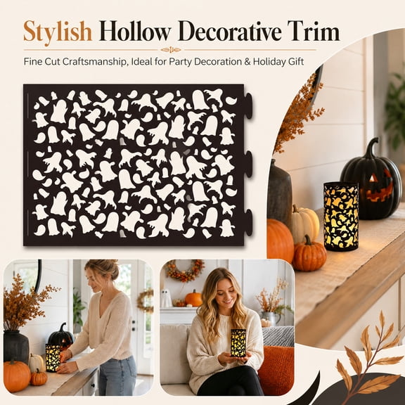 Halloween Party Decorations Candle Wraps Ghost Cutout Hollow Paper Lantern Decor 3 Piece Set for Indoor Outdoor Spooky Halloween Party Home Table Display