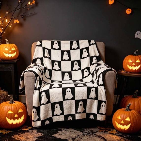 Halloween Party Decorations, Halloween Printed Fleece Blanket, Indoor Halloween Decor, Halloween Throw Blanket, for Home Decor Holiday Gifts Decorations