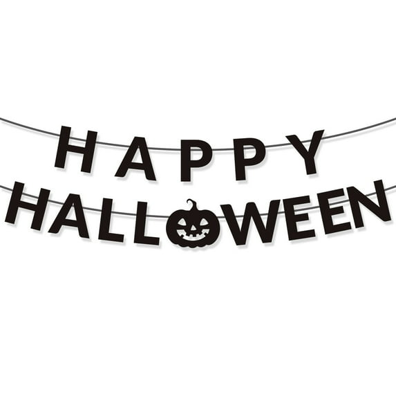 Halloween Party Decorations, Happy Halloween Banner Party Decorations, Pumpkin Spider Bat Witch Hat Signs, Haunted House Garland, Indoor Outdoor Halloween Wall Mantel Fireplace Party Supplies