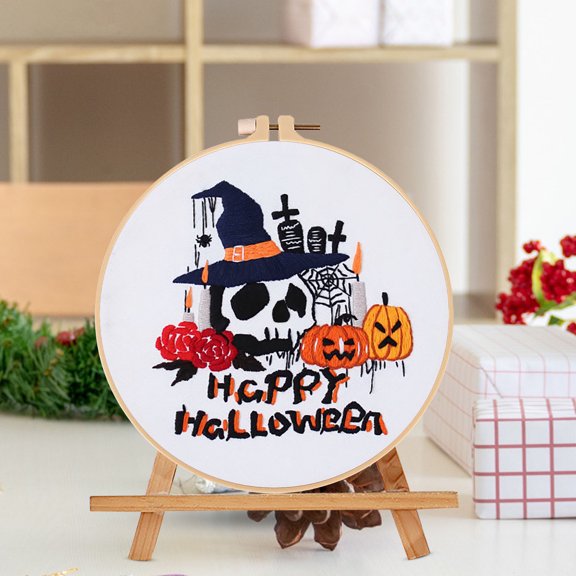 Halloween Party Decorations Product Classification DIY Knitting and Embroidery Kit for Autumn Theme Beginners Handmade Sewing Project with Printed Patterns and Easy Start