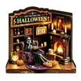 thumbnail image 1 of Halloween Party Decorations, Vintage Halloween Decor, Spooky Halloween Decor, Halloween Home Decor, 6" X 5.5" X 1" Wooden Led Light Up Countertop Display for Entryway, Seasonal, 1 of 5