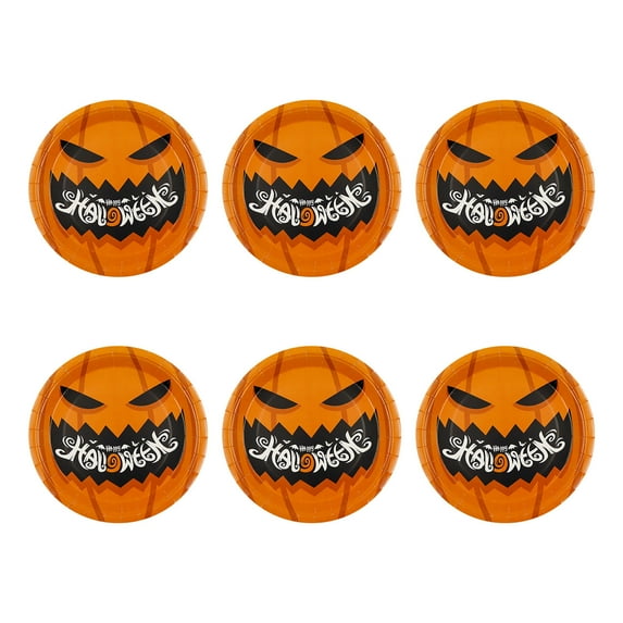 Halloween Party Dinnerware,Disposable Plates For Party,Disposable Paper Tableware,Orange Black Pumpkin Themed Plates Cups ,Halloween Disposable Tableware Party Supplies For Spooky Themed Party