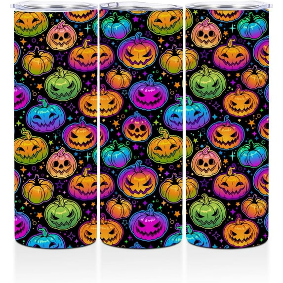 Halloween Party Favor Fall Pumpkin Coffee Mug with Lids Skinny Straight Tumbler Stainless Steel Water Glasses Tea Cup Cups for Hot and Cold Drinks Autumn Gifts for Birthday Friendship Thanksgiving